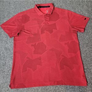 Nike Tiger Woods Men"s Golf Polo Size M Camo Jacquard Red CT3801 Dri-Fit